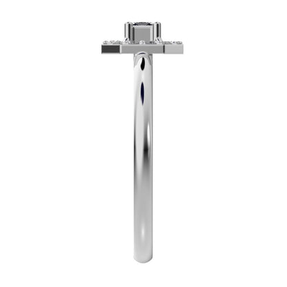0.13 ct Princess Cut Simulated Clear Diamond Minimalist Octagon halo solitaire with accents simple 14K / 18K Solid White Gold everyday ring