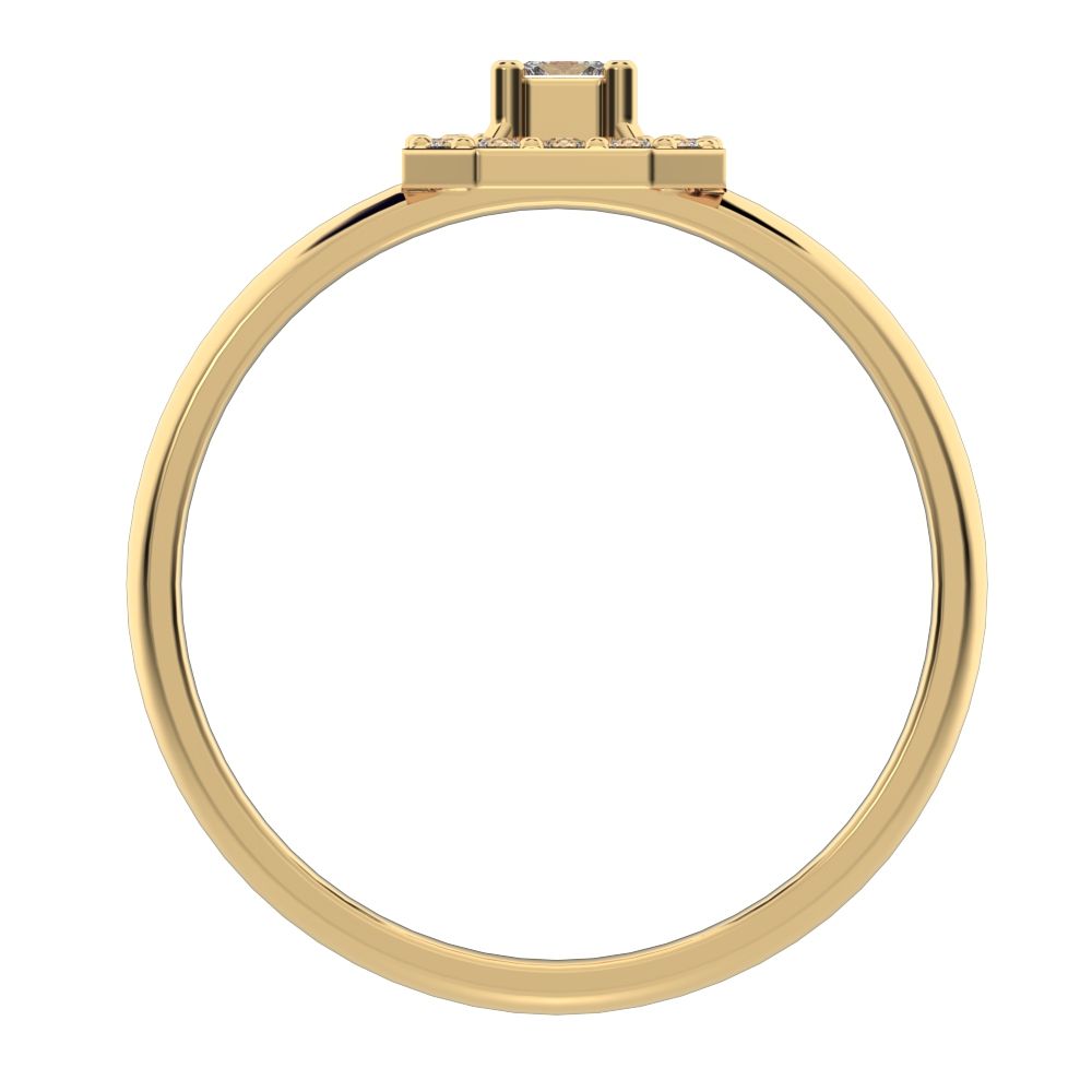 0.13Ct Princess Cut Simulated Clear Diamond Minimalist Octagon halo solitaire with accents simple 14K / 18K Solid Yellow Gold everyday ring