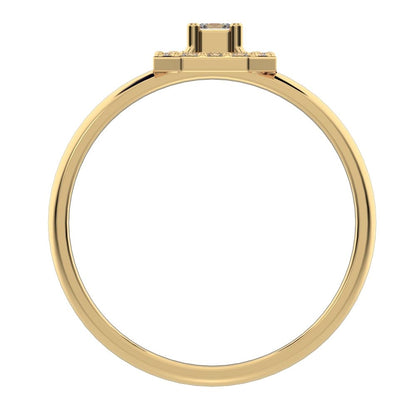 0.13Ct Princess Cut Simulated Clear Diamond Minimalist Octagon halo solitaire with accents simple 14K / 18K Solid Yellow Gold everyday ring