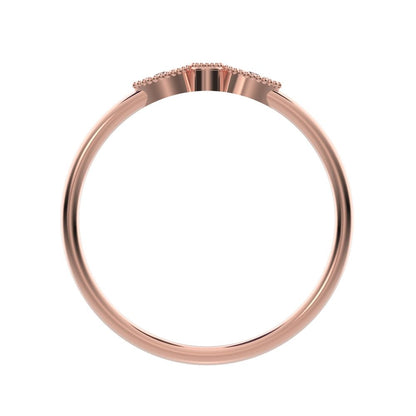 0.03 ct Round Cut Simulated Clear Diamond dainty 3 stone solitaire with accents stackable 14K / 18K Solid Rose Gold everyday wedding band