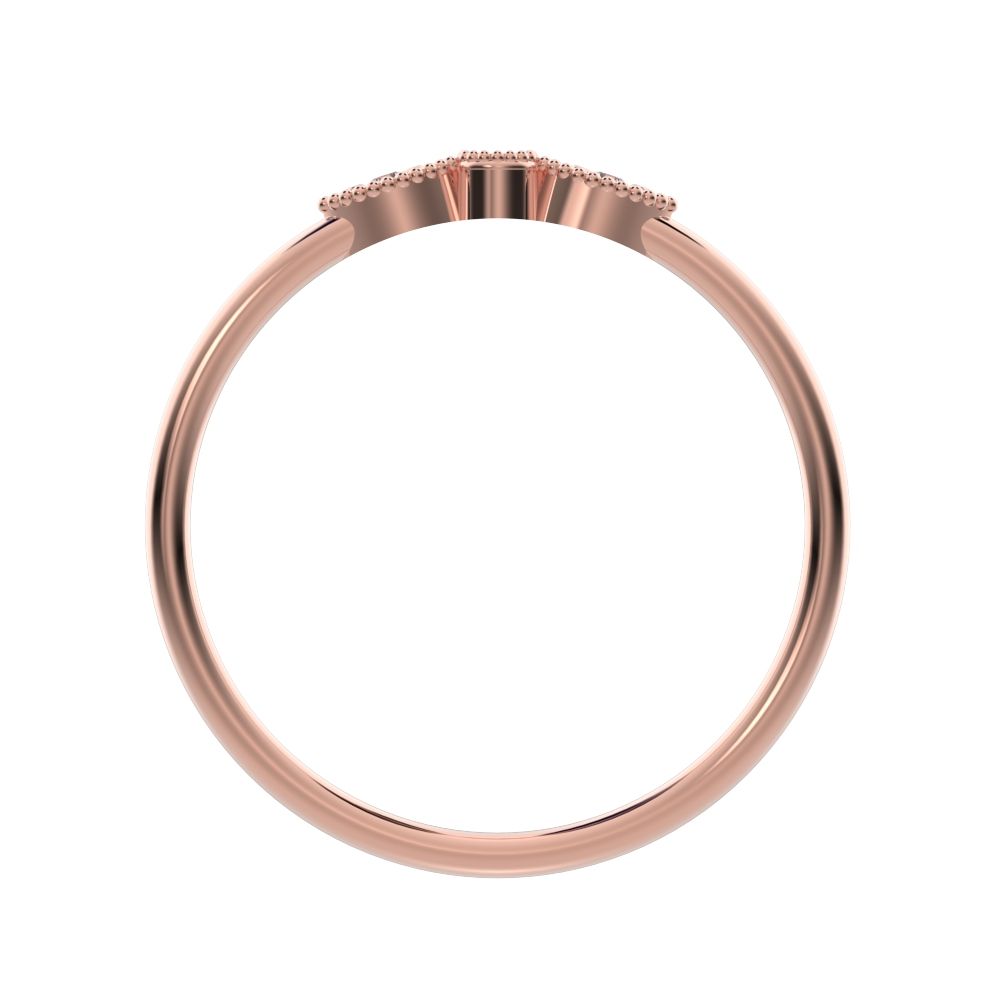 0.03Ct Round Cut Moissanite Minimalist light 3 stone solitaire with accents stackable 14K / 18K Solid Rose Gold everyday wedding band