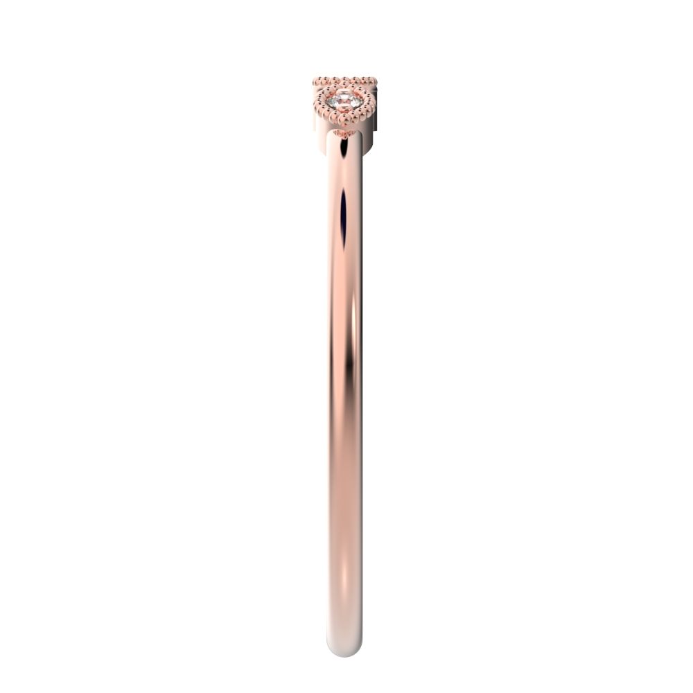0.03 ct Round Cut Simulated Clear Diamond dainty 3 stone solitaire with accents stackable 14K / 18K Solid Rose Gold everyday wedding band