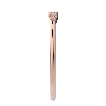 0.03 ct Round Cut Simulated Clear Diamond dainty 3 stone solitaire with accents stackable 14K / 18K Solid Rose Gold everyday wedding band