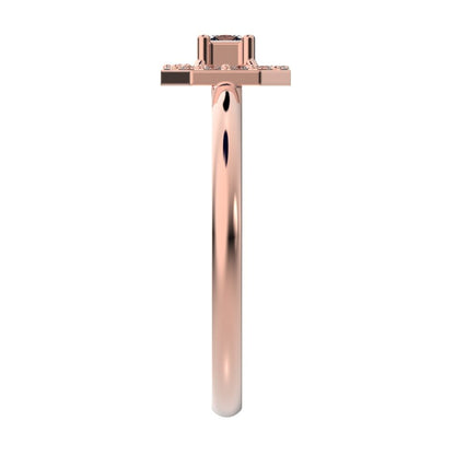 0.13 ct Princess Cut Simulated Clear Diamond Minimalist Octagon halo solitaire with accents simple 14K / 18K Solid Rose Gold everyday ring