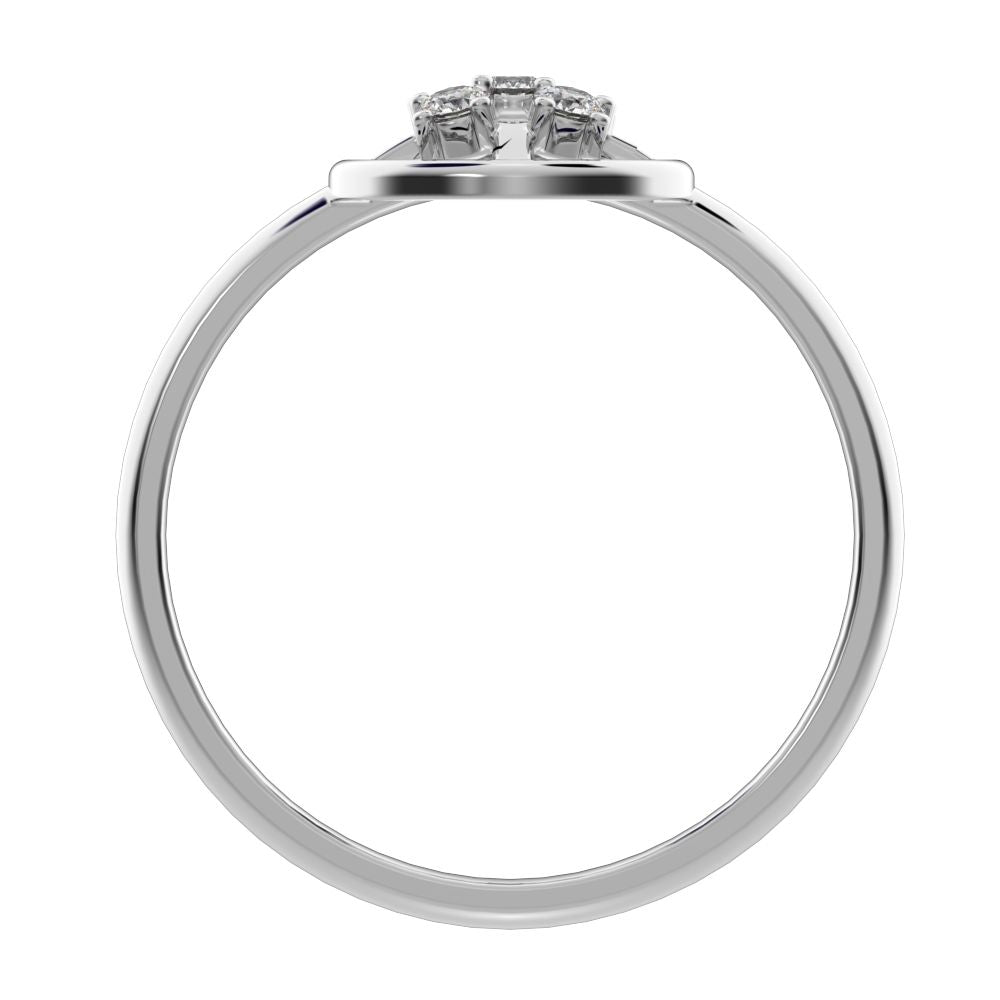 0.09 ct Round Cut Simulated Clear Diamond dainty Minimalist circle halo grid cluster light 14K / 18K Solid White Gold everyday ring