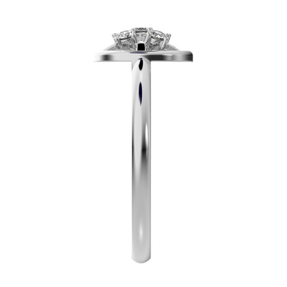 0.09 ct Round Cut Simulated Clear Diamond dainty Minimalist circle halo grid cluster light 14K / 18K Solid White Gold everyday ring