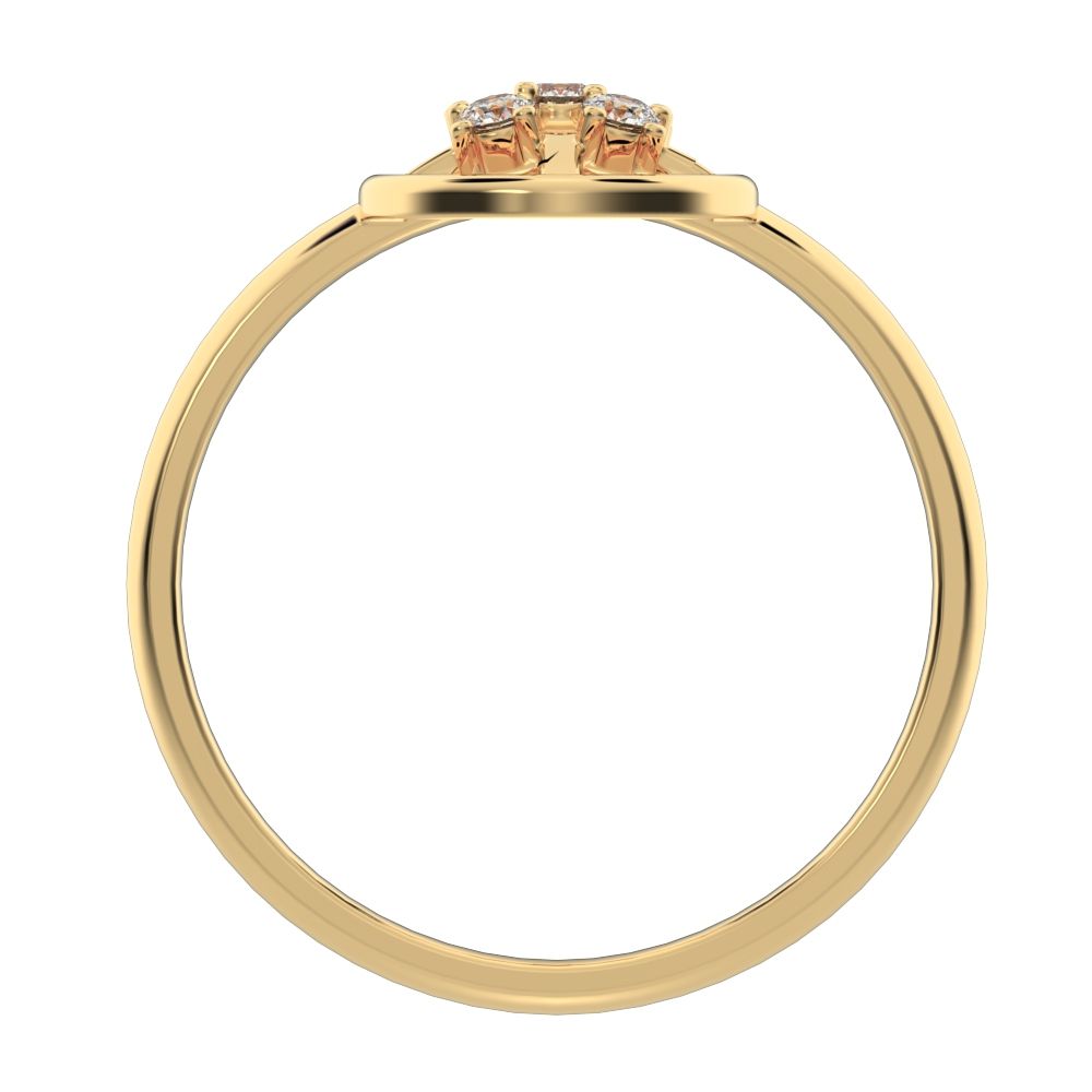 0.09 ct Round Cut Moissanite dainty Minimalist circle halo grid cluster light 14K / 18K Solid Yellow Gold everyday ring