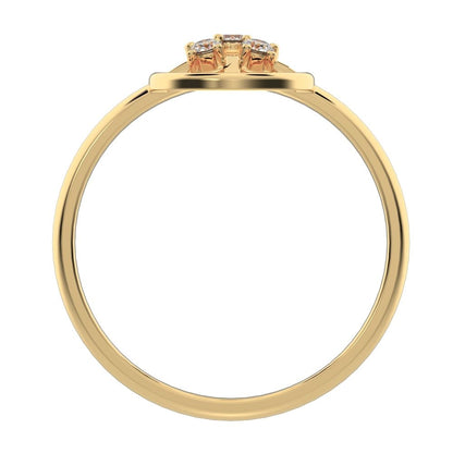 0.09 ct Round Cut Moissanite dainty Minimalist circle halo grid cluster light 14K / 18K Solid Yellow Gold everyday ring