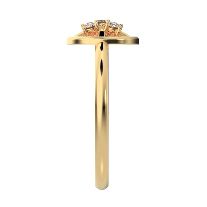 0.09 ct Round Cut Simulated Clear Diamond dainty Minimalist circle halo grid cluster light 14K / 18K Solid Yellow Gold everyday ring