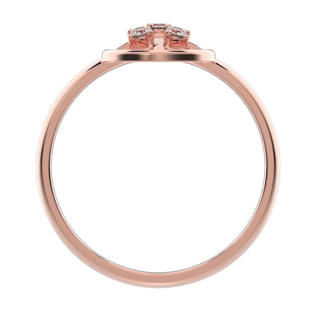 0.09 ct Round Cut Moissanite dainty Minimalist circle halo grid cluster light 14K / 18K Solid Rose Gold everyday ring