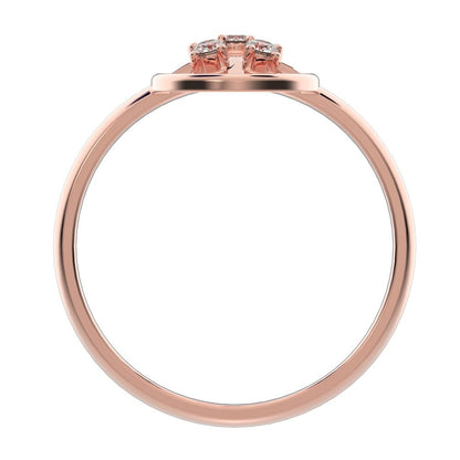 0.09 ct Round Cut Moissanite dainty Minimalist circle halo grid cluster light 14K / 18K Solid Rose Gold everyday ring