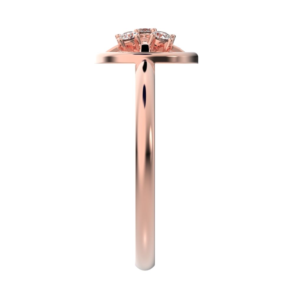 0.09 ct Round Cut Moissanite dainty Minimalist circle halo grid cluster light 14K / 18K Solid Rose Gold everyday ring