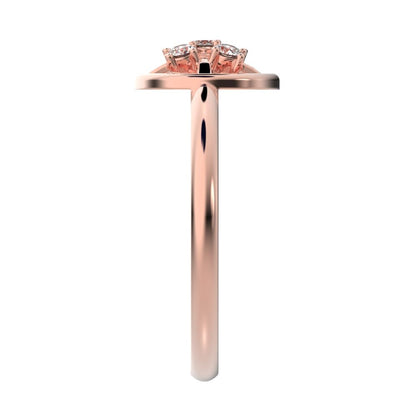 0.09 ct Round Cut Moissanite dainty Minimalist circle halo grid cluster light 14K / 18K Solid Rose Gold everyday ring