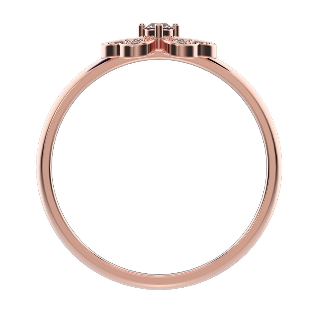 0.15 ct Round Cut Moissanite dainty Minimalist cluster heart halo floral light 14K / 18K Solid Rose Gold everyday ring