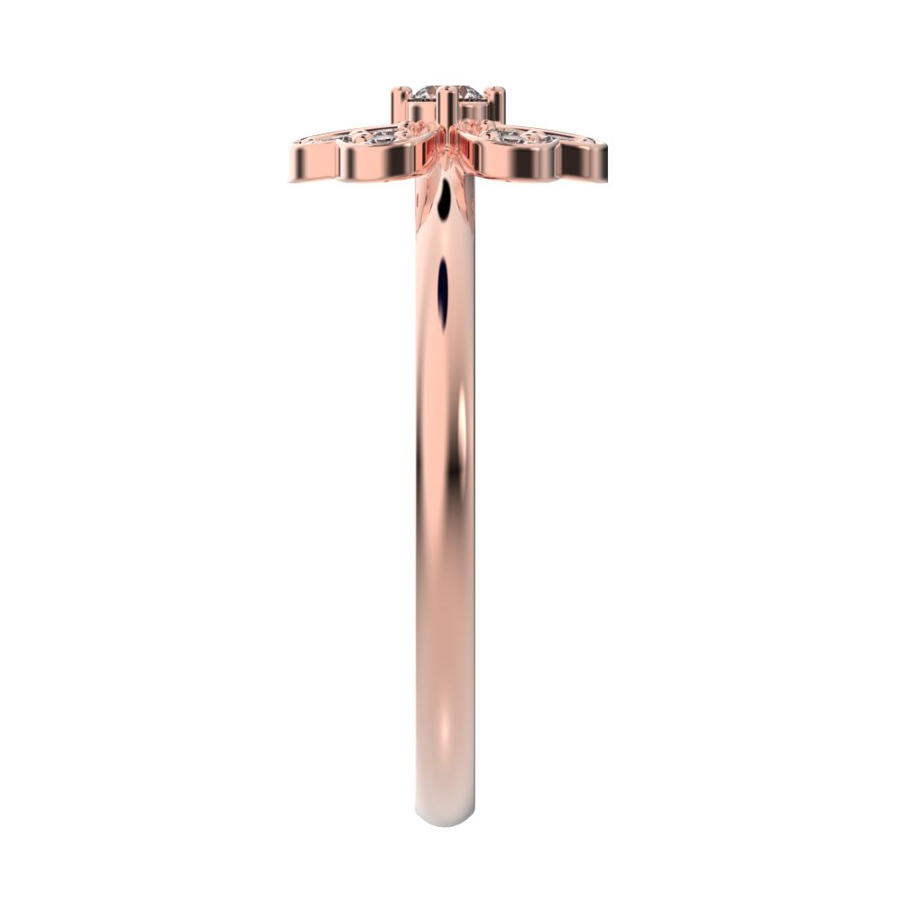 0.15 ct Round Cut Simulated Clear Diamond dainty Minimalist cluster heart halo floral light 14K / 18K Solid Rose Gold everyday ring