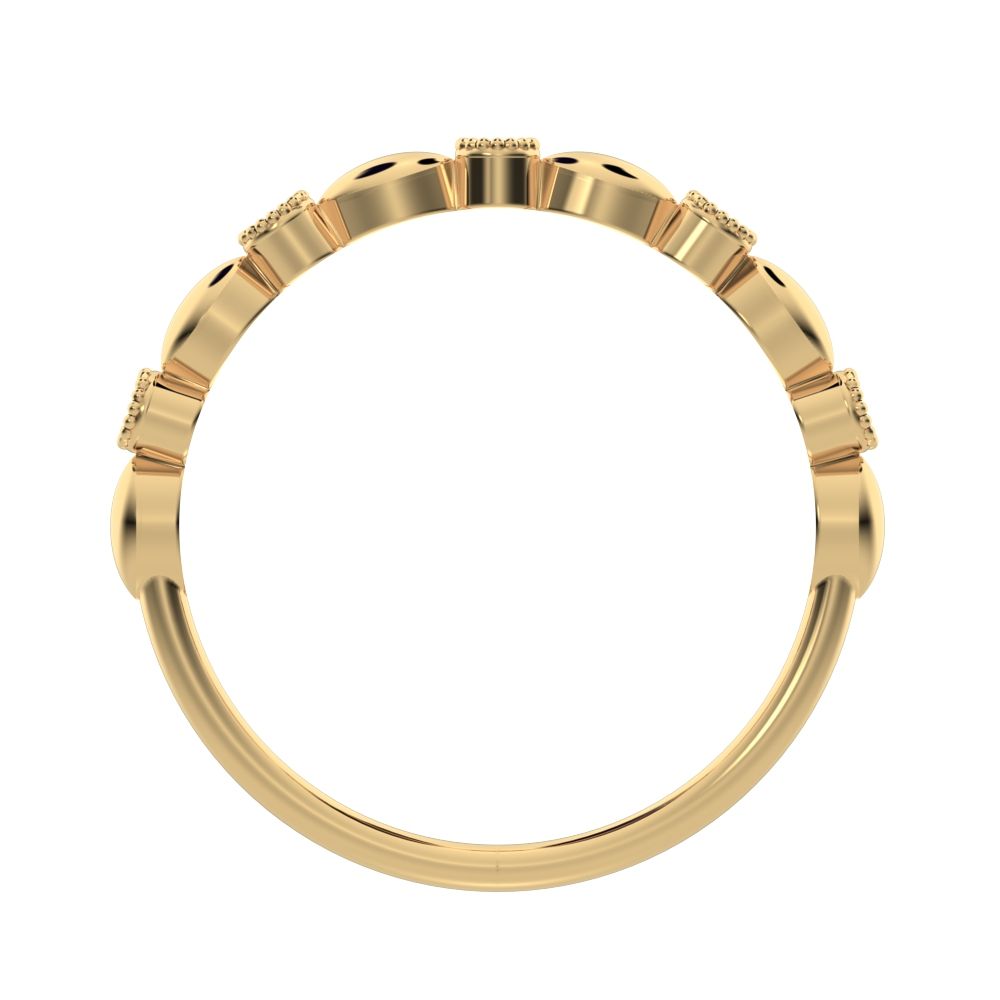 0.05 ct Round Cut Simulated Clear Diamond dainty 3 stone solitaire with accents stackable 14K / 18K Solid Yellow Gold everyday wedding band