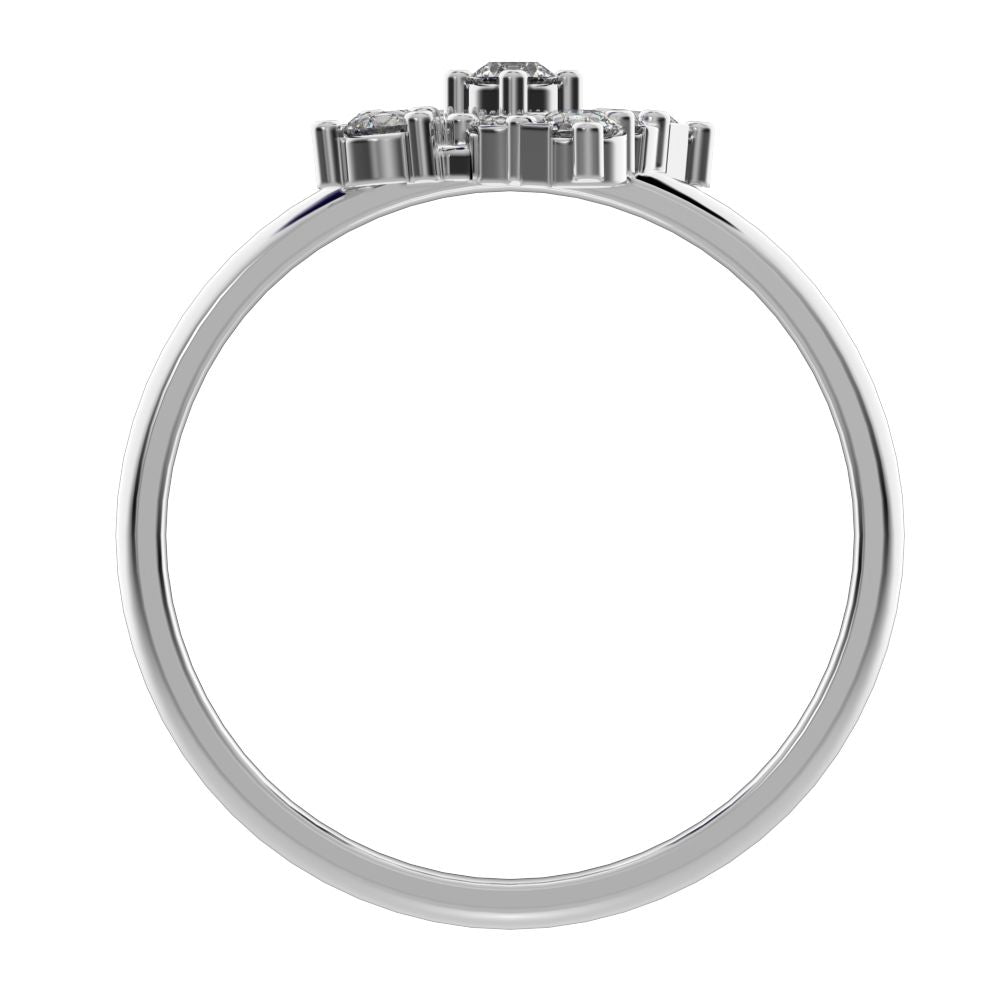 0.19 ct Round Cut Simulated Clear Diamond dainty Minimalist cluster floral halo floral light 14K / 18K Solid White Gold everyday ring