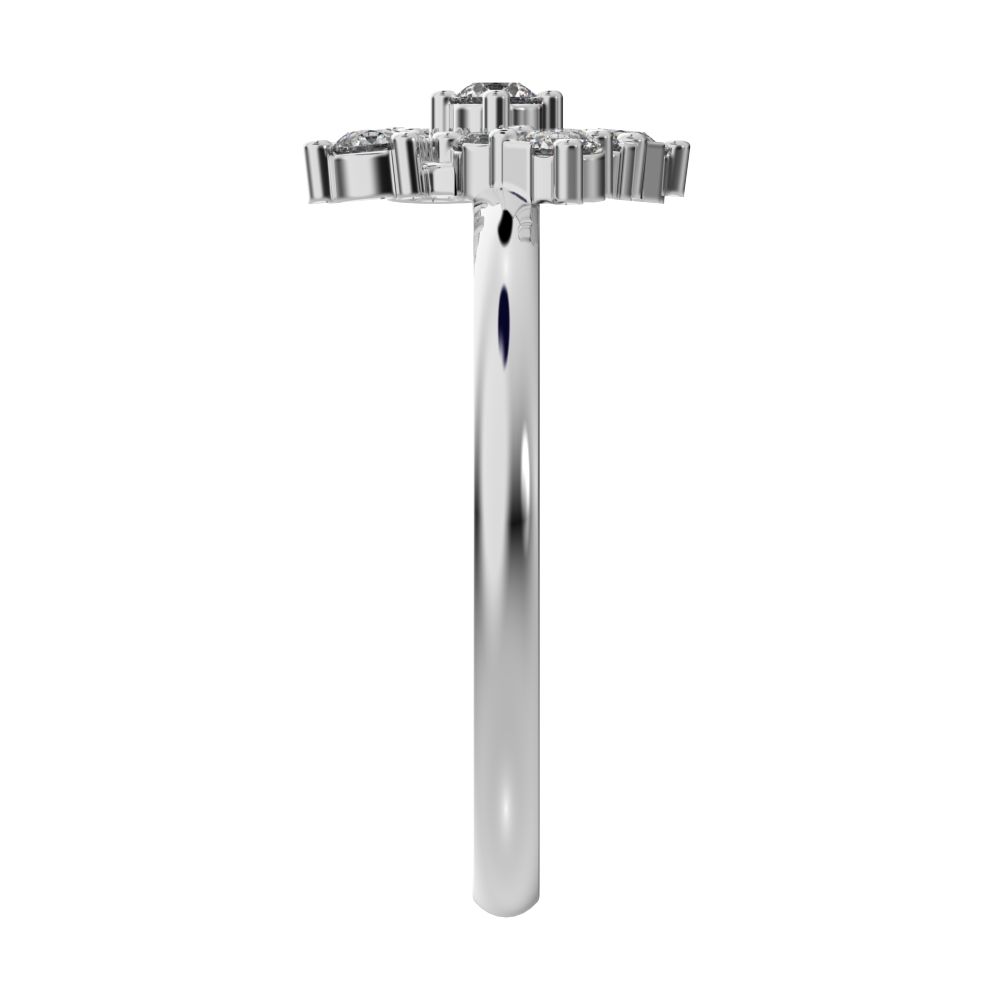 0.19 ct Round Cut Simulated Clear Diamond dainty Minimalist cluster floral halo floral light 14K / 18K Solid White Gold everyday ring