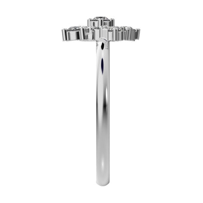 0.19 ct Round Cut Simulated Clear Diamond dainty Minimalist cluster floral halo floral light 14K / 18K Solid White Gold everyday ring