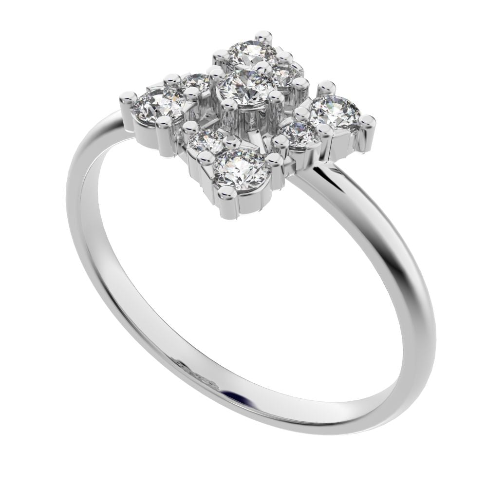 0.19 ct Round Cut Simulated Clear Diamond dainty Minimalist cluster floral halo floral light 14K / 18K Solid White Gold everyday ring