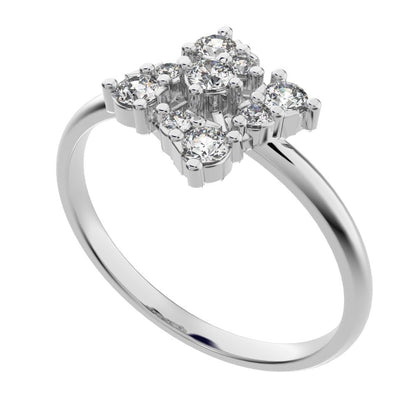 0.19 ct Round Cut Simulated Clear Diamond dainty Minimalist cluster floral halo floral light 14K / 18K Solid White Gold everyday ring