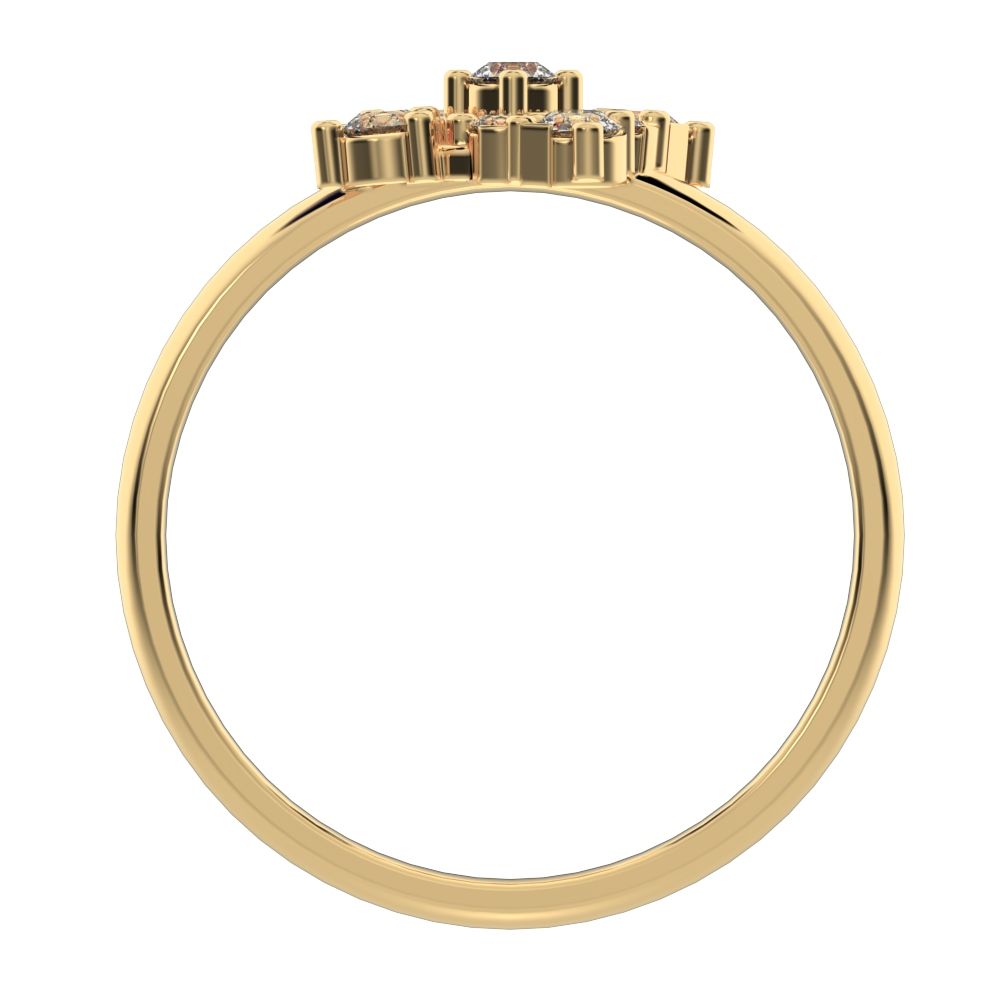 0.19 ct Round Cut Moissanite dainty Minimalist cluster floral halo floral light 14K / 18K Solid Yellow Gold everyday ring