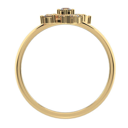 0.19 ct Round Cut Moissanite dainty Minimalist cluster floral halo floral light 14K / 18K Solid Yellow Gold everyday ring