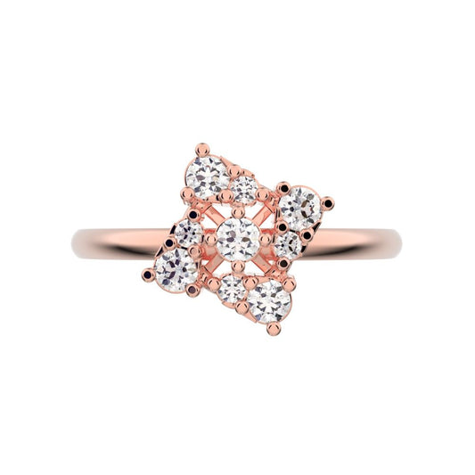 0.19 ct Round Cut Moissanite dainty Minimalist cluster floral halo floral light 14K / 18K Solid Rose Gold everyday ring