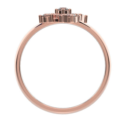0.19 ct Round Cut Simulated Clear Diamond dainty Minimalist cluster floral halo floral light 14K / 18K Solid Rose Gold everyday ring