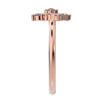 0.19 ct Round Cut Simulated Clear Diamond dainty Minimalist cluster floral halo floral light 14K / 18K Solid Rose Gold everyday ring
