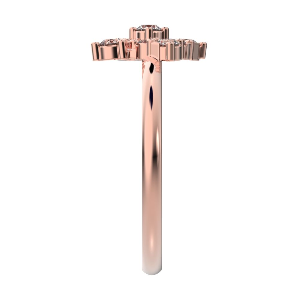 0.19 ct Round Cut Moissanite dainty Minimalist cluster floral halo floral light 14K / 18K Solid Rose Gold everyday ring