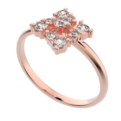 0.19 ct Round Cut Moissanite dainty Minimalist cluster floral halo floral light 14K / 18K Solid Rose Gold everyday ring