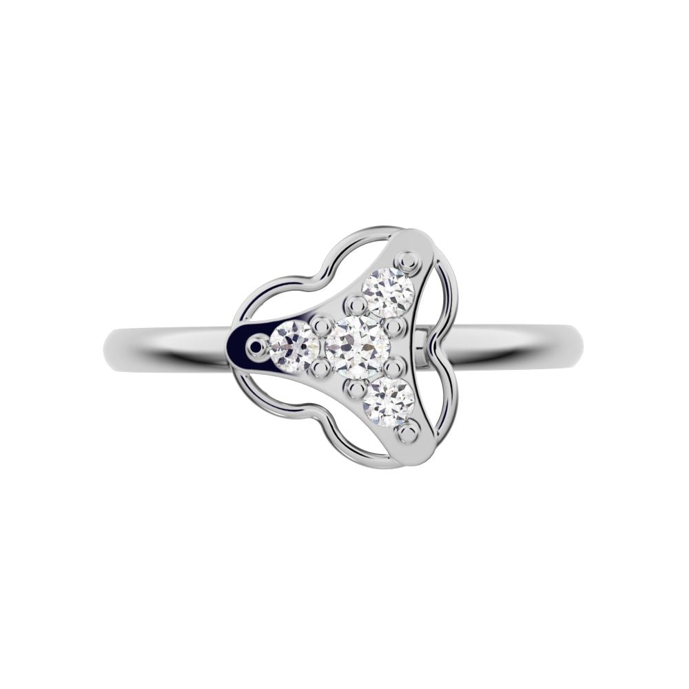 0.075 ct Round Cut Simulated Clear Diamond dainty Minimalist cluster floral halo light 14K / 18K Solid White Gold everyday ring