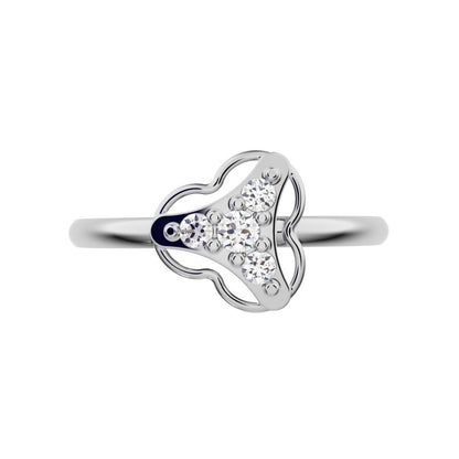 0.075 ct Round Cut Simulated Clear Diamond dainty Minimalist cluster floral halo light 14K / 18K Solid White Gold everyday ring