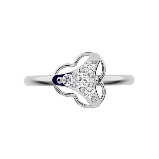 0.075 ct Round Cut Moissanite dainty Minimalist cluster floral halo light 14K / 18K Solid White Gold everyday ring