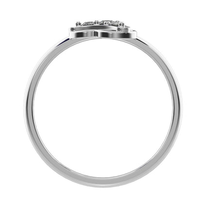 0.075 ct Round Cut Moissanite dainty Minimalist cluster floral halo light 14K / 18K Solid White Gold everyday ring