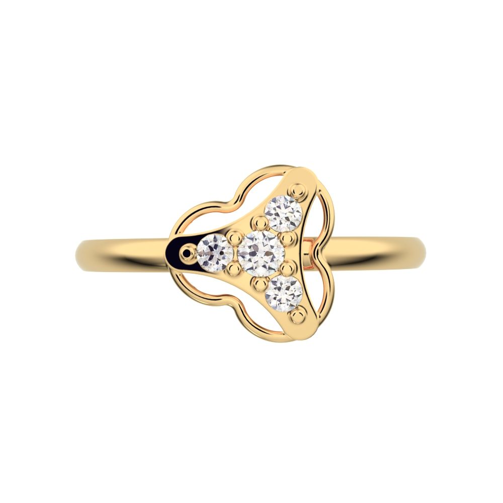 0.075 ct Round Cut Simulated Clear Diamond dainty Minimalist cluster floral halo light 14K / 18K Solid Yellow Gold everyday ring