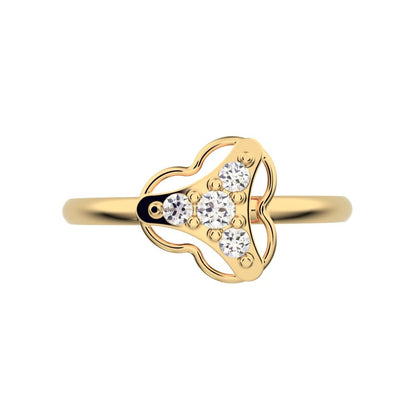 0.075 ct Round Cut Simulated Clear Diamond dainty Minimalist cluster floral halo light 14K / 18K Solid Yellow Gold everyday ring