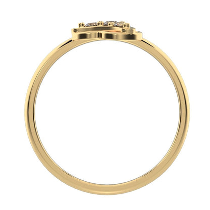0.075 ct Round Cut Simulated Clear Diamond dainty Minimalist cluster floral halo light 14K / 18K Solid Yellow Gold everyday ring
