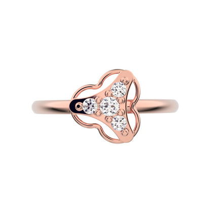 0.075 ct Round Cut Moissanite dainty Minimalist cluster floral halo light 14K / 18K Solid Rose Gold everyday ring