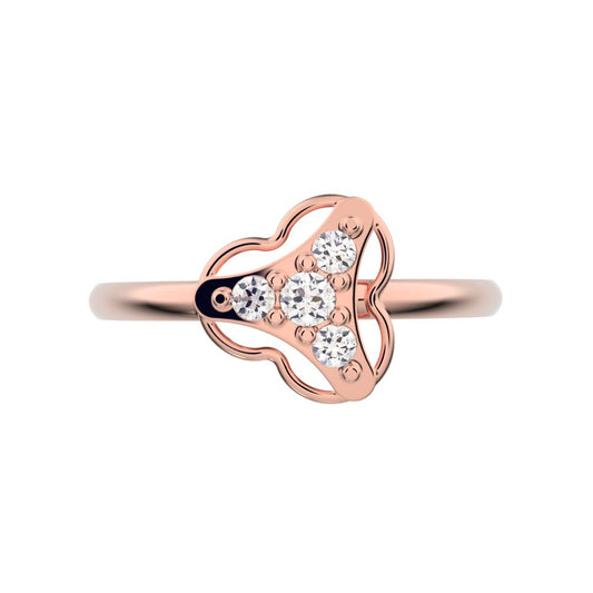 0.075 ct Round Cut Moissanite dainty Minimalist cluster floral halo light 14K / 18K Solid Rose Gold everyday ring