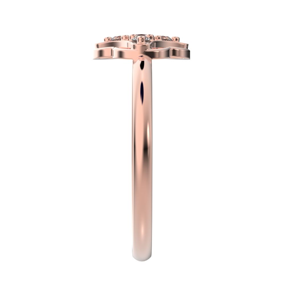 0.075 ct Round Cut Moissanite dainty Minimalist cluster floral halo light 14K / 18K Solid Rose Gold everyday ring