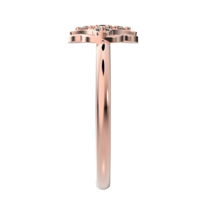 0.075 ct Round Cut Moissanite dainty Minimalist cluster floral halo light 14K / 18K Solid Rose Gold everyday ring