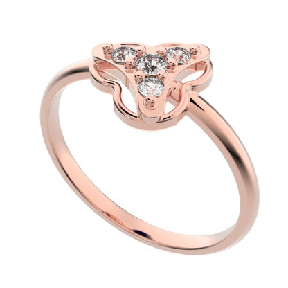 0.075 ct Round Cut Moissanite dainty Minimalist cluster floral halo light 14K / 18K Solid Rose Gold everyday ring