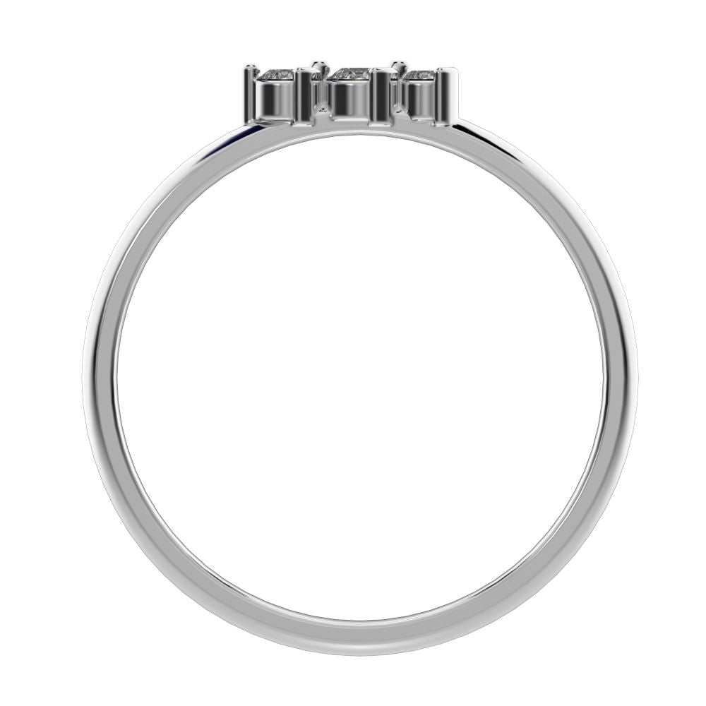 0.065 ct Round Cut Moissanite dainty Minimalist 3 stone Stackable simple light 14K / 18K Solid White Gold everyday wedding band