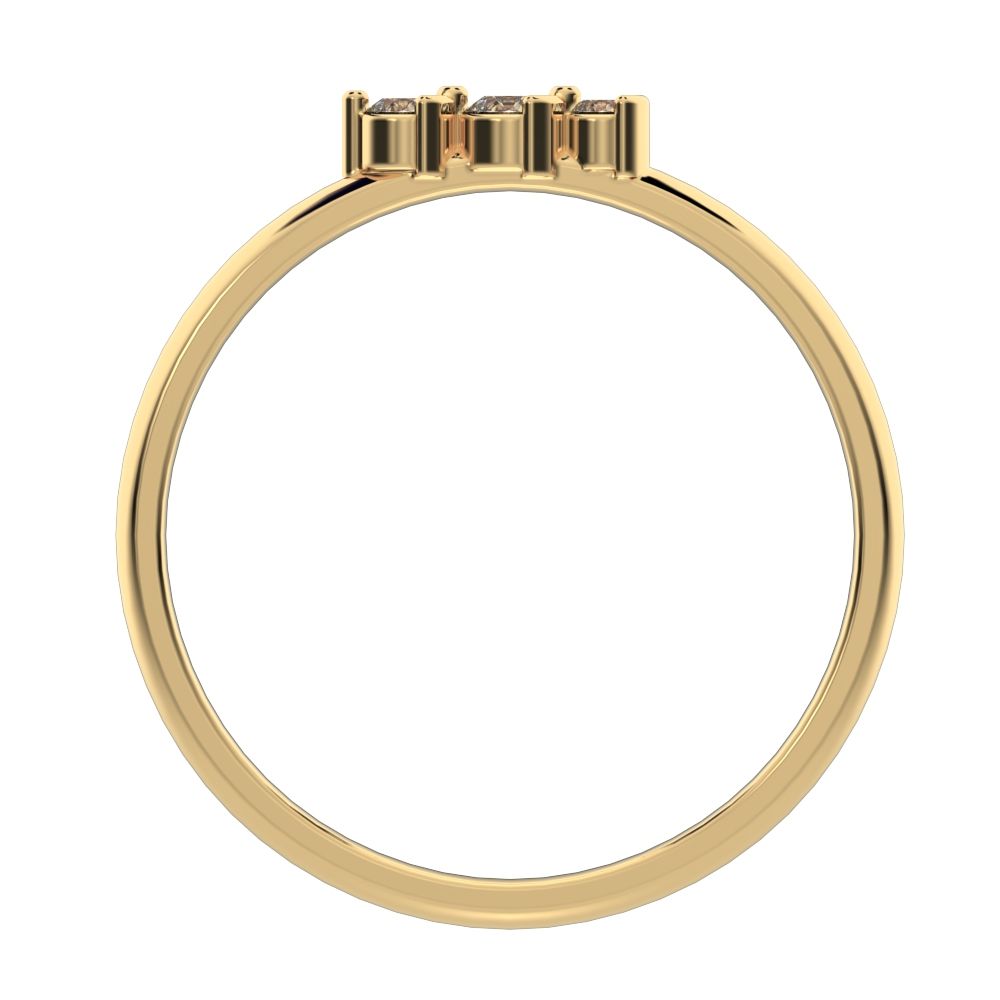 0.065 ct Round Cut Moissanite dainty Minimalist 3 stone Stackable simple light 14K / 18K Solid Yellow Gold everyday wedding band