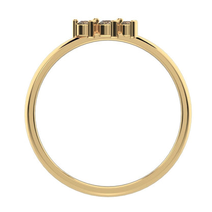 0.065 ct Round Cut Moissanite dainty Minimalist 3 stone Stackable simple light 14K / 18K Solid Yellow Gold everyday wedding band