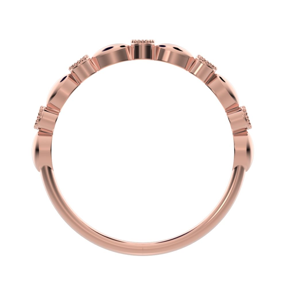 0.05Ct Round Cut Moissanite Minimalist light 3 stone solitaire with accents stackable 14K / 18K Solid Rose Gold everyday wedding band