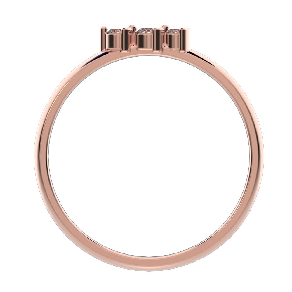 0.065 ct Round Cut Moissanite dainty Minimalist 3 stone Stackable simple light 14K / 18K Solid Rose Gold everyday wedding band