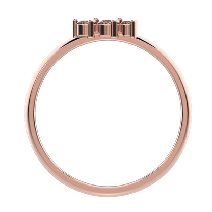 0.065 ct Round Cut Moissanite dainty Minimalist 3 stone Stackable simple light 14K / 18K Solid Rose Gold everyday wedding band